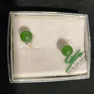 Genuine Storrs jade earrings - anchor posts so they stay in place - new
